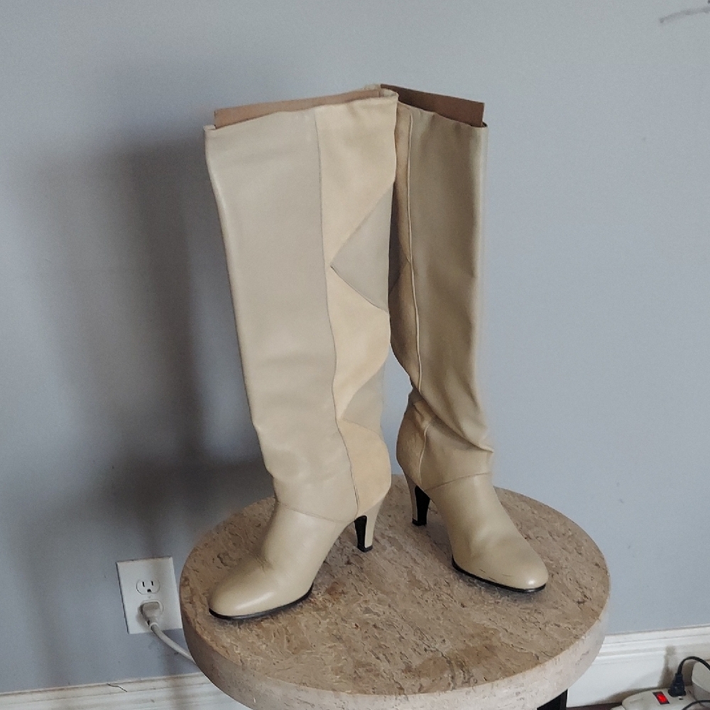 Vintage Cream Knee-High Women's Boots